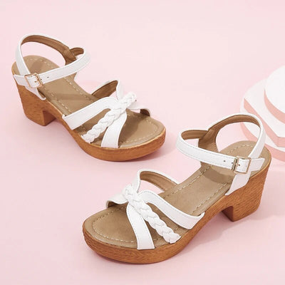 Heeled Sandals - Women's Open Toe Ankle Strap Platform Sandals-Grace Aura
