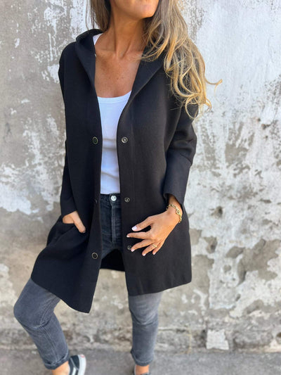 Hooded Jacket | Single Breasted | Mid Length | Autumn Jacket | Casual Jackets for Women-Grace Aura