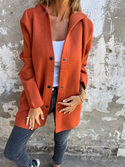 Hooded Jacket | Single Breasted | Mid Length | Autumn Jacket | Casual Jackets for Women-Grace Aura