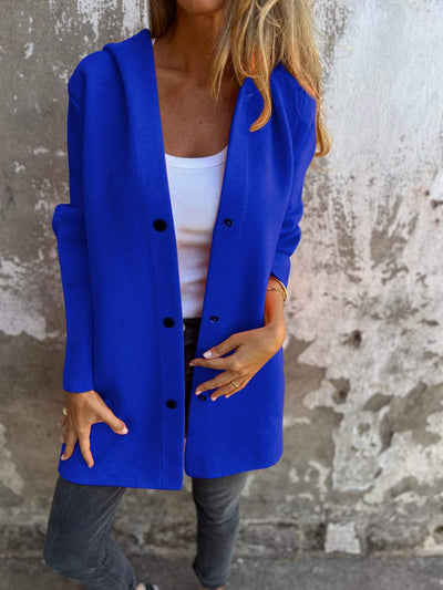 Hooded Jacket | Single Breasted | Mid Length | Autumn Jacket | Casual Jackets for Women-Grace Aura