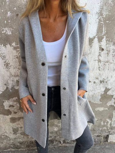 Hooded Jacket | Single Breasted | Mid Length | Autumn Jacket | Casual Jackets for Women-Grace Aura