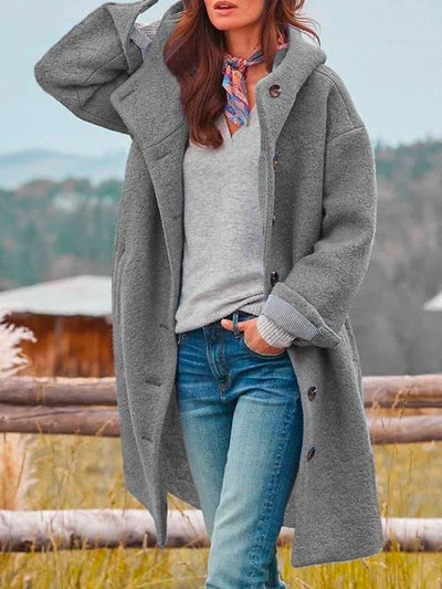 Hooded Jacket - Woolen - Teddy - Oversized Coat - Long Winter Jackets for Women -Grace Aura