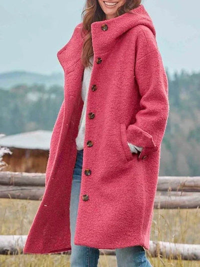 Hooded Jacket - Woolen - Teddy - Oversized Coat - Long Winter Jackets for Women -Grace Aura