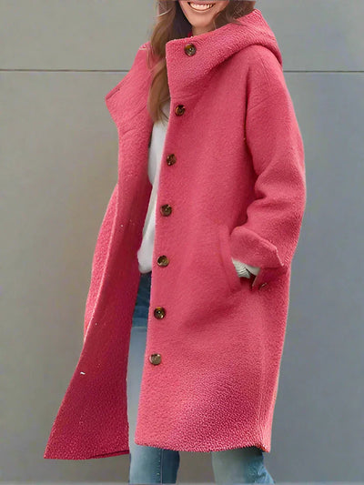 Hooded Jacket - Woolen - Teddy - Oversized Coat - Long Winter Jackets for Women -Grace Aura