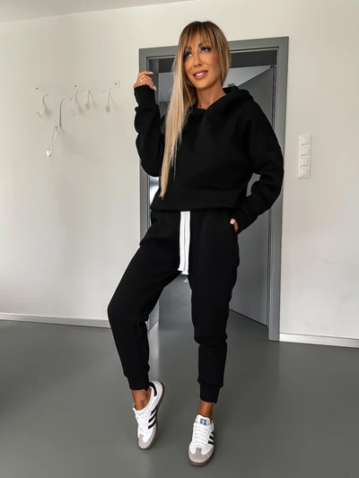 Hoodie and Sweatpants Set | Cotton | Drawstring | Sweatsuit | Women's Jogger Sets -Grace Aura