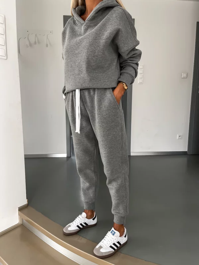 Hoodie and Sweatpants Set | Cotton | Drawstring | Sweatsuit | Women's Jogger Sets -Grace Aura