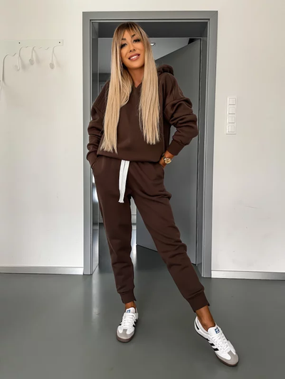 Hoodie and Sweatpants Set | Cotton | Drawstring | Sweatsuit | Women's Jogger Sets -Grace Aura