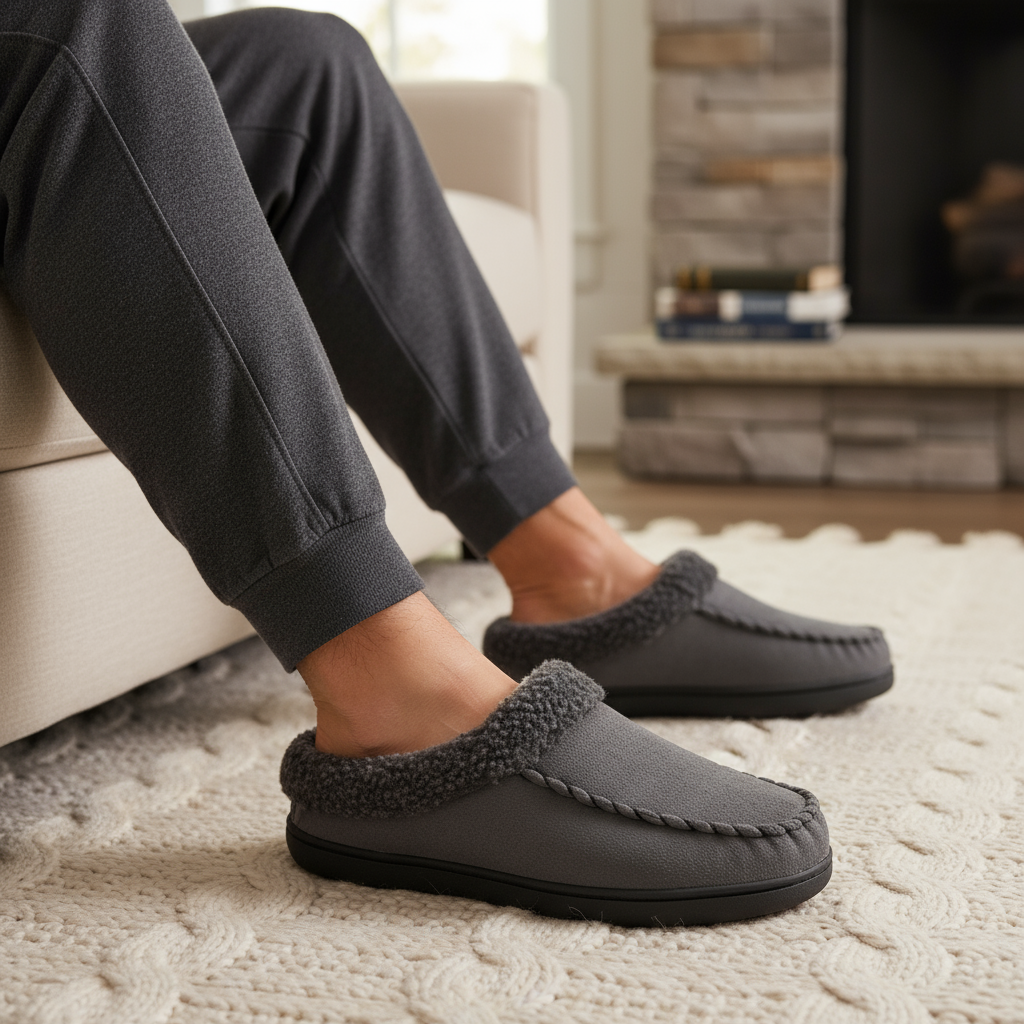 House Slippers | Winter | Fleece Lined | Indoor Slippers | Men's Slippers-Grace Aura