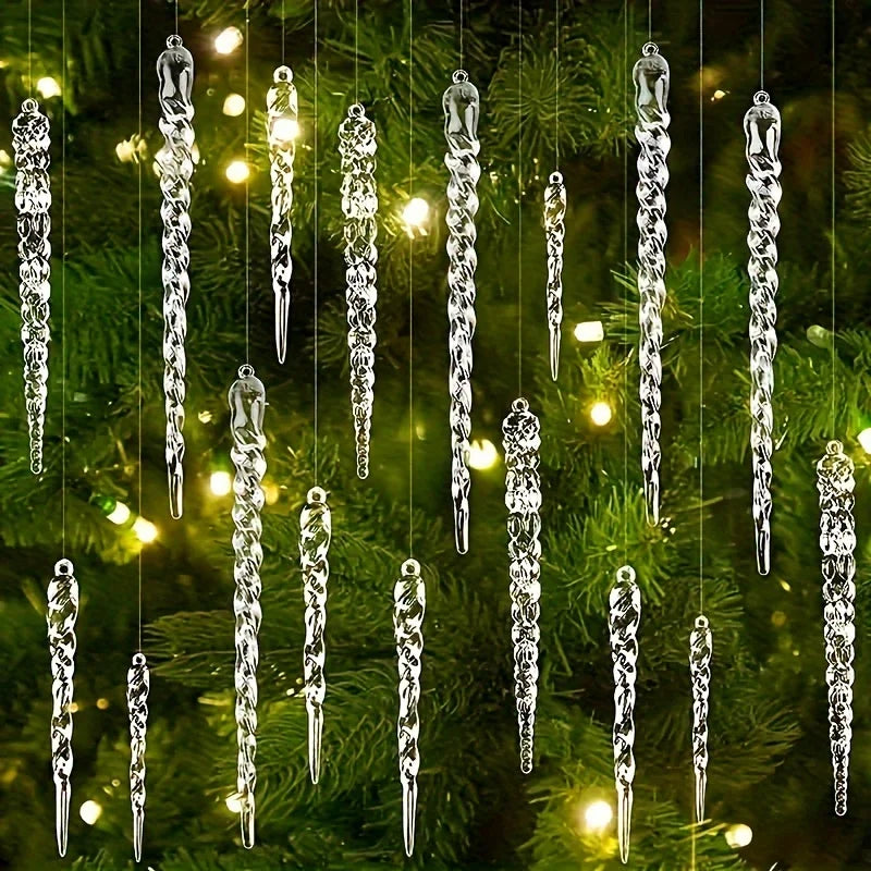 Icicle Ornaments - Hanging Icicle Decorations for Christmas Tree-Grace Aura