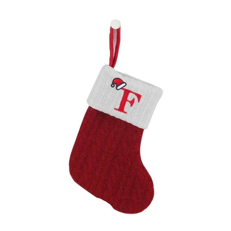 Initial Christmas Stocking | Custom | Red | Knitted Christmas Stocking | Personalized Christmas Stocking-Grace Aura