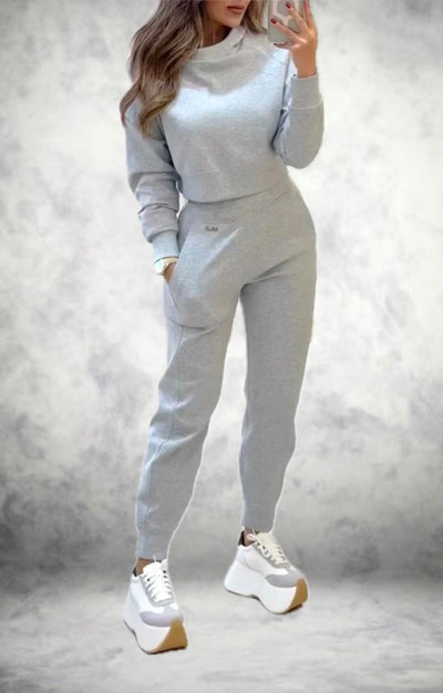 Jogger Set - Comfy - Cropped - Sweat Sets - Women's Clothing-Grace Aura