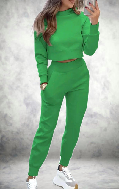 Jogger Set - Comfy - Cropped - Sweat Sets - Women's Clothing-Grace Aura