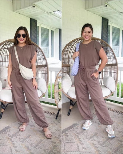 Jumpsuit | Casual | Short Sleeve | Jogger Jumpsuit | Women's Jumpsuit-Grace Aura