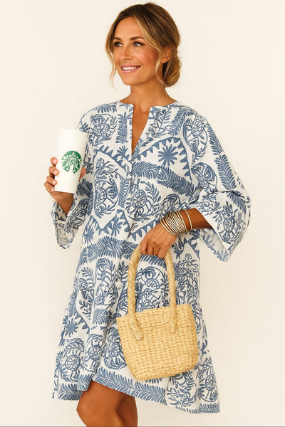 Kaftan Dress - Long Sleeve - Loose Fit - Knee Length Dress - Summer Dress -Grace Aura