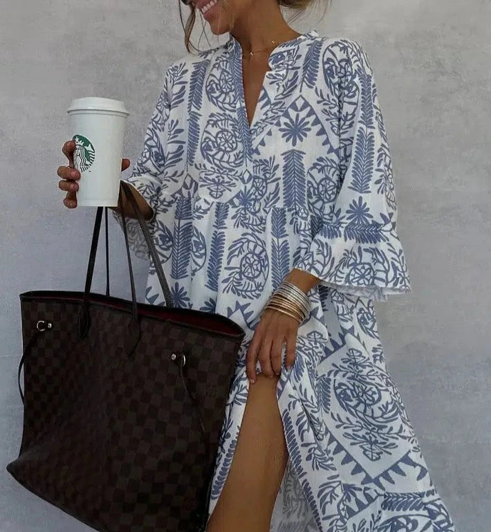 Kaftan Dress - Long Sleeve - Loose Fit - Knee Length Dress - Summer Dress -Grace Aura