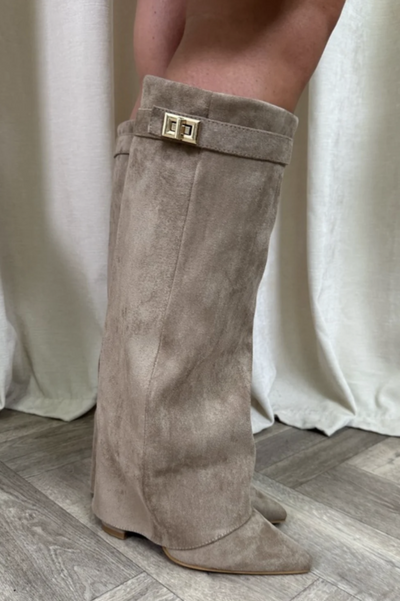 Knee High Boots | Chunky Heel | Zip-Up | Suede Boots | Women's Boots-Grace Aura