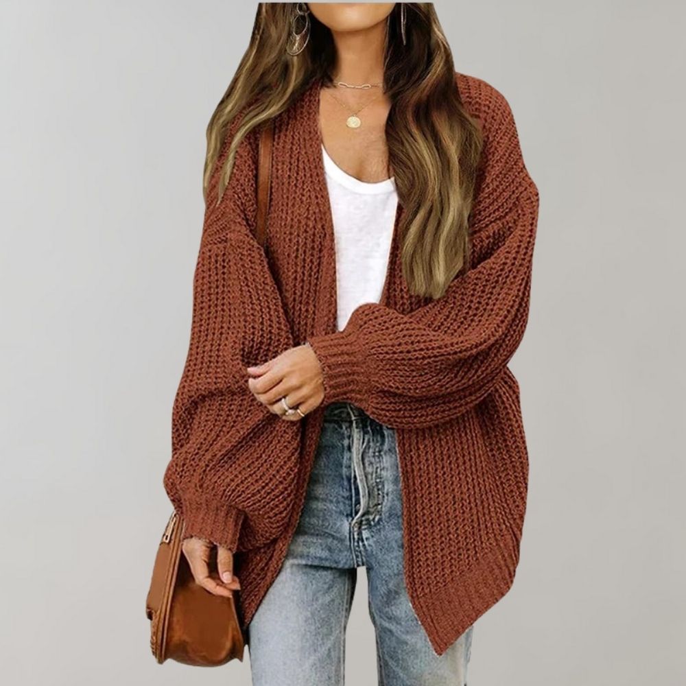 Knit Chunky Cardigan | Rib Knit | Oversized | Knitted Cardigan | Women's Cardigan-Grace Aura