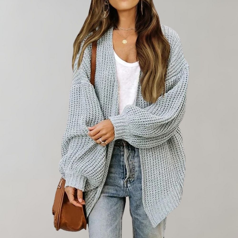 Knit Chunky Cardigan | Rib Knit | Oversized | Knitted Cardigan | Women's Cardigan-Grace Aura