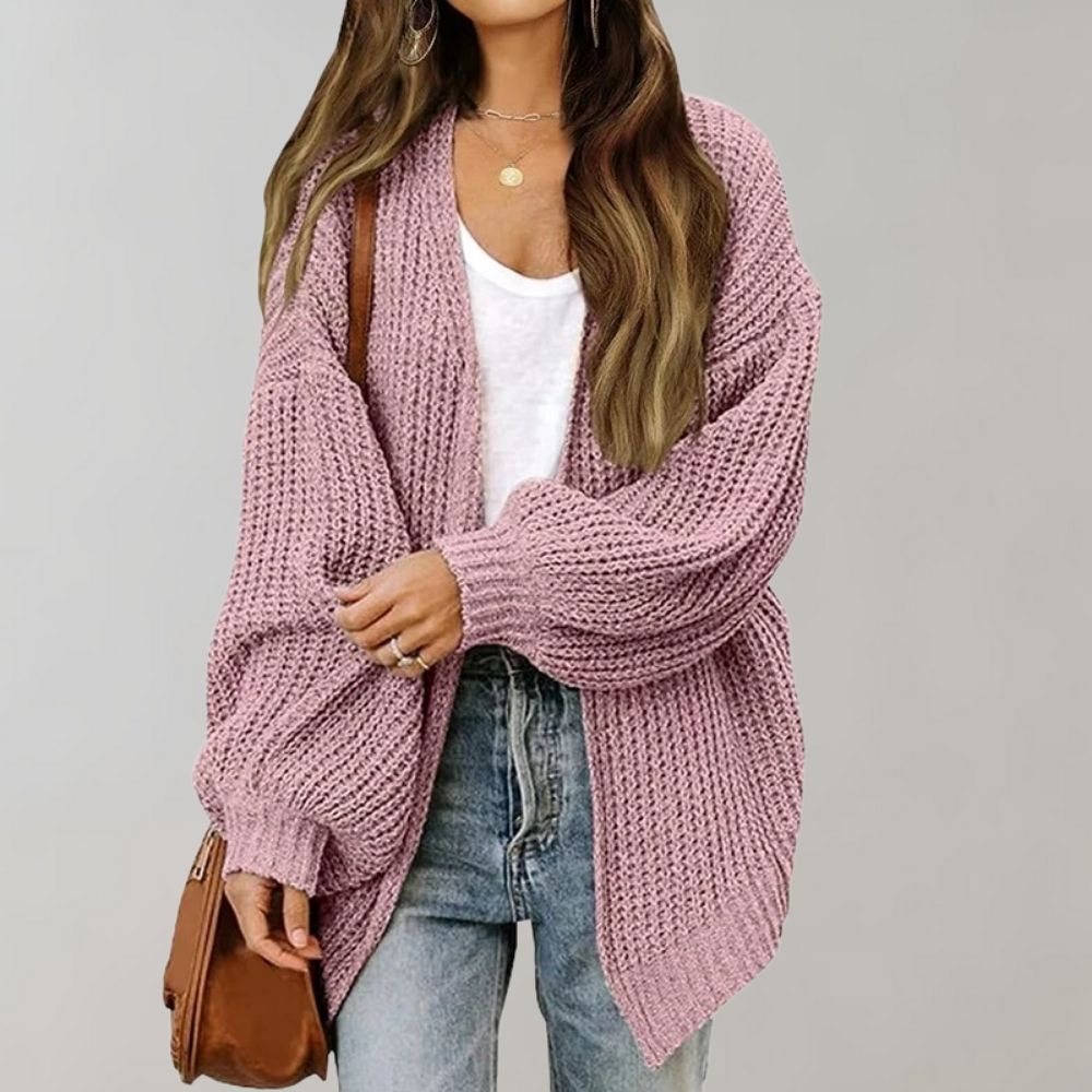 Knit Chunky Cardigan | Rib Knit | Oversized | Knitted Cardigan | Women's Cardigan-Grace Aura