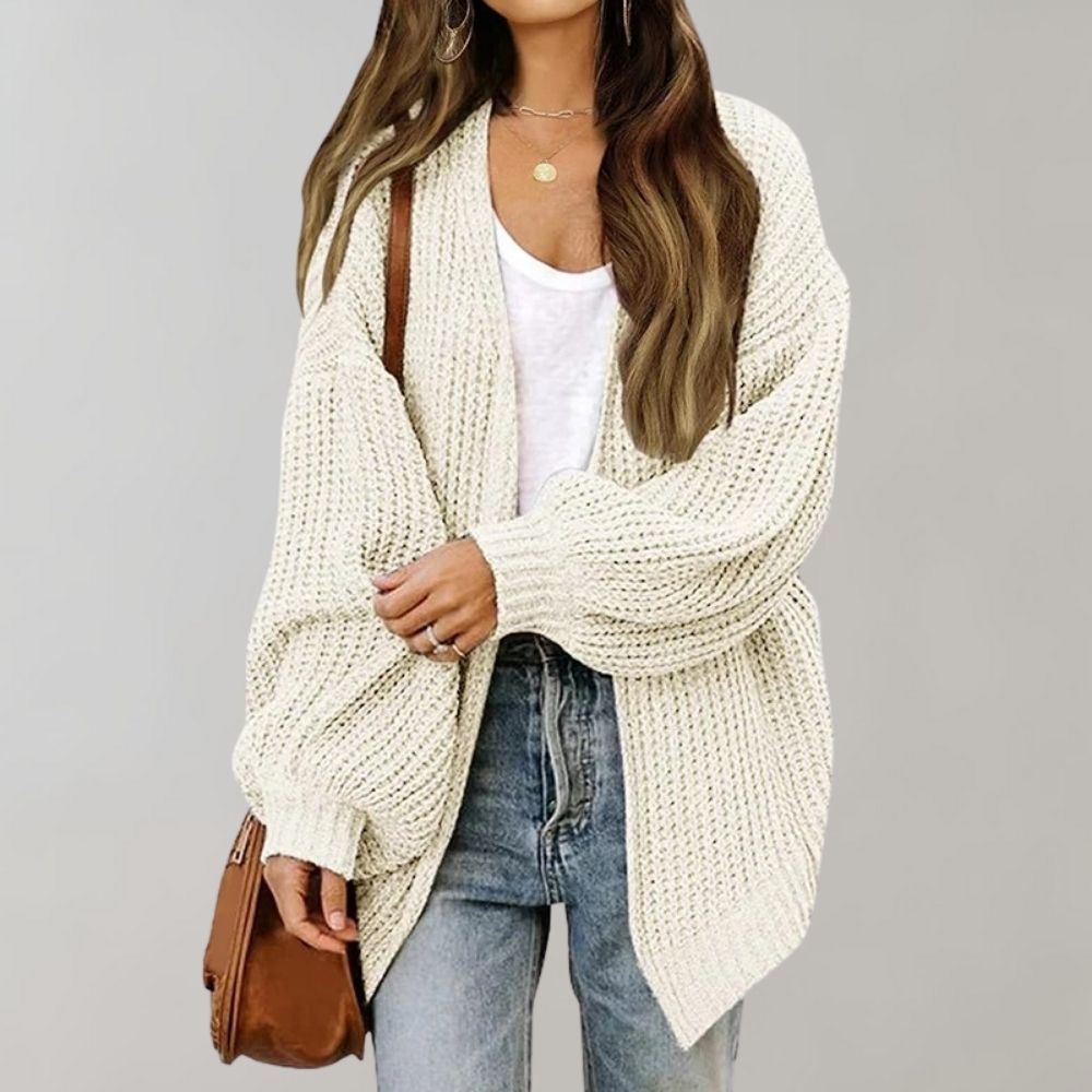 Knit Chunky Cardigan | Rib Knit | Oversized | Knitted Cardigan | Women's Cardigan-Grace Aura