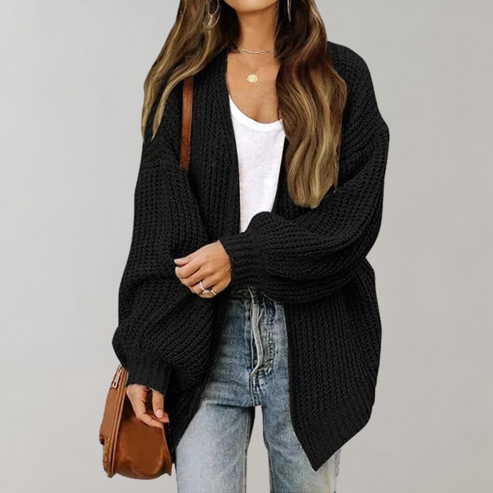Knit Chunky Cardigan | Rib Knit | Oversized | Knitted Cardigan | Women's Cardigan-Grace Aura