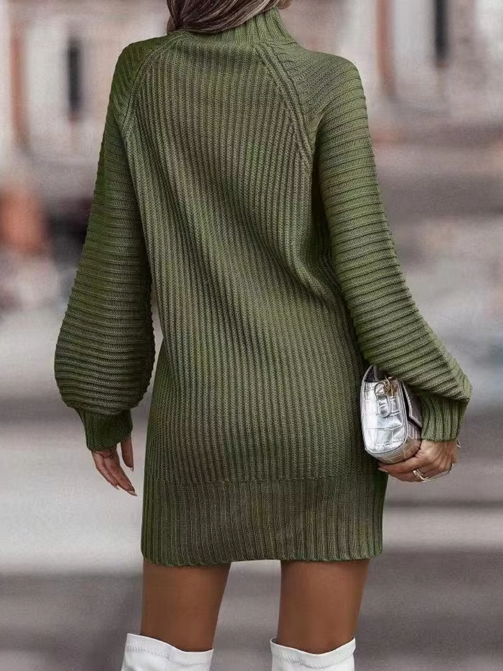 Knit Dress | Turtleneck | Long Sleeve | Jumper Dress | Womens Sweater Dress-Grace Aura