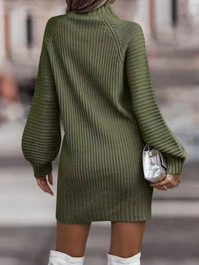 Knit Dress | Turtleneck | Long Sleeve | Jumper Dress | Womens Sweater Dress-Grace Aura