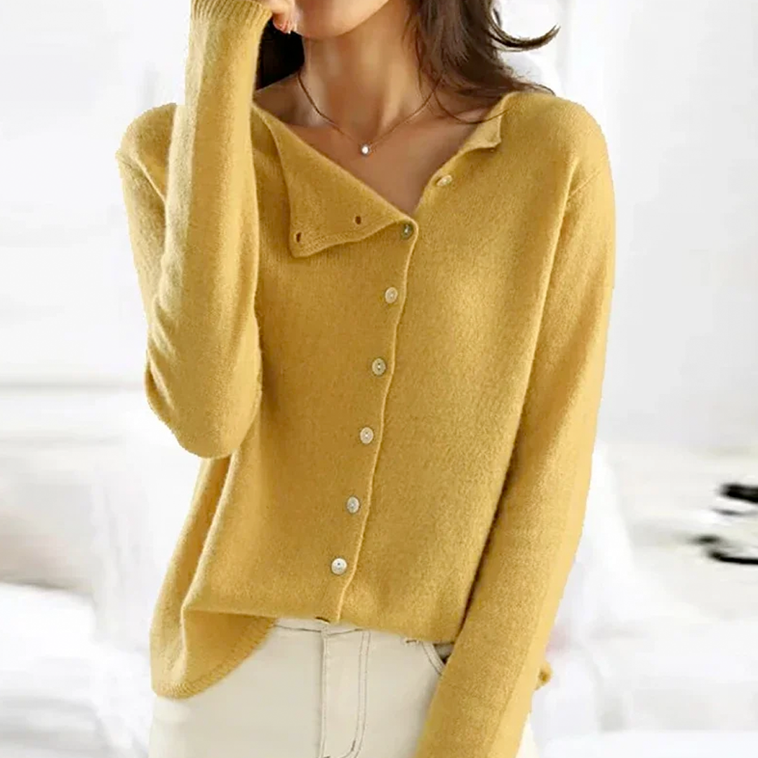 Knit Sweater | Button-Up | Long Sleeve | Cardigan Sweater | Women's Clothing-Grace Aura