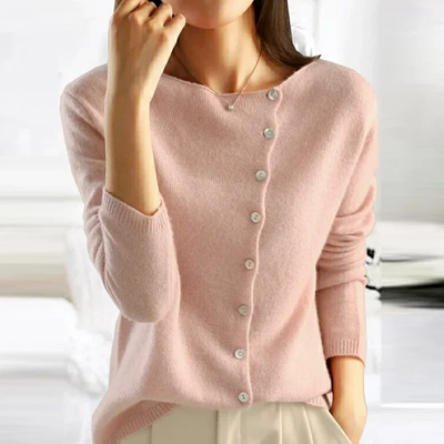 Knit Sweater | Button-Up | Long Sleeve | Cardigan Sweater | Women's Clothing-Grace Aura