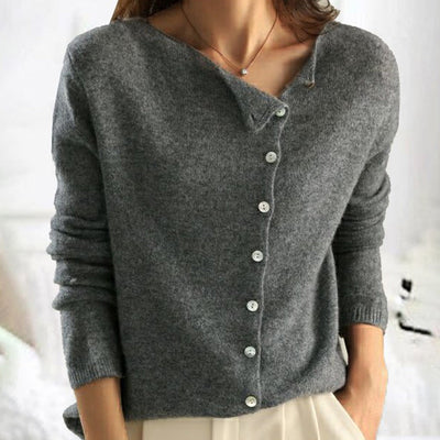 Knit Sweater | Button-Up | Long Sleeve | Cardigan Sweater | Women's Clothing-Grace Aura