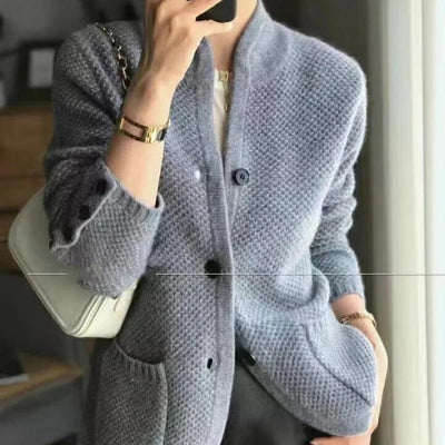 Knit Sweater | Button-Up | Warm | Cardigan Jacket | Women's Clothing-Grace Aura