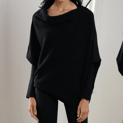 Knit Sweater - Women's Cozy Loose Fit Boat Neck Batwing Sweater-Grace Aura