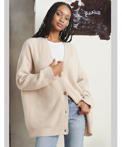 Knitted Cardigan | Button-Up | V-Neck | Oversized Cardigan | Women's Knitwear-Grace Aura