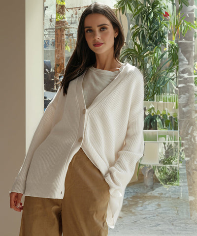 Knitted Cardigan | Button-Up | V-Neck | Oversized Cardigan | Women's Knitwear-Grace Aura