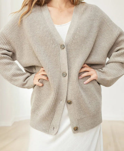 Knitted Cardigan | Button-Up | V-Neck | Oversized Cardigan | Women's Knitwear-Grace Aura