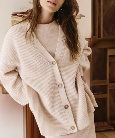 Knitted Cardigan | Button-Up | V-Neck | Oversized Cardigan | Women's Knitwear-Grace Aura