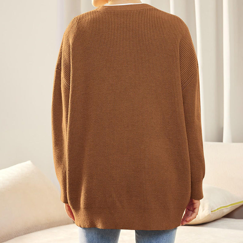Knitted Cardigan | Button-Up | V-Neck | Oversized Cardigan | Women's Knitwear-Grace Aura