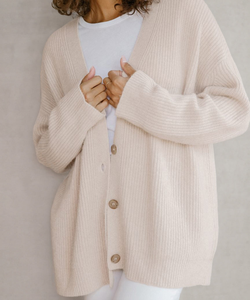 Knitted Cardigan | Button-Up | V-Neck | Oversized Cardigan | Women's Knitwear-Grace Aura