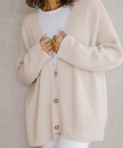 Knitted Cardigan | Button-Up | V-Neck | Oversized Cardigan | Women's Knitwear-Grace Aura
