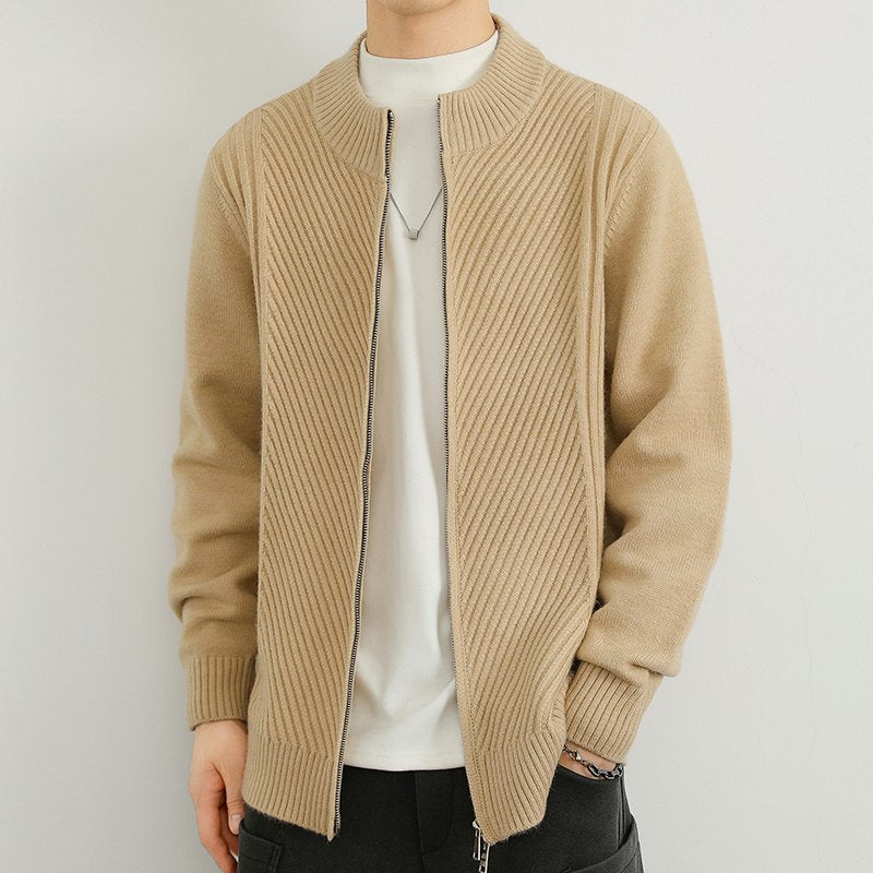 Knitted Cardigan - Full Zip - Relaxed Fit - Zip-Up Sweater - Men's Knitwear-Grace Aura