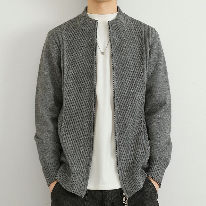 Knitted Cardigan - Full Zip - Relaxed Fit - Zip-Up Sweater - Men's Knitwear-Grace Aura