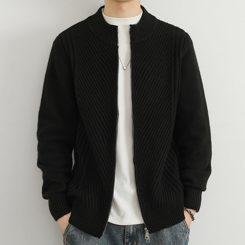 Knitted Cardigan - Full Zip - Relaxed Fit - Zip-Up Sweater - Men's Knitwear-Grace Aura