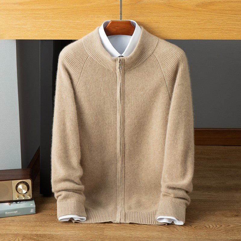 Knitted Cardigan - Men's Warm Zip-Up Cardigan Sweater-Grace Aura