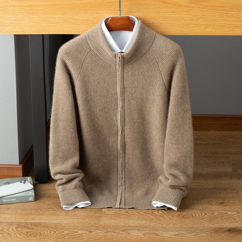 Knitted Cardigan - Men's Warm Zip-Up Cardigan Sweater-Grace Aura