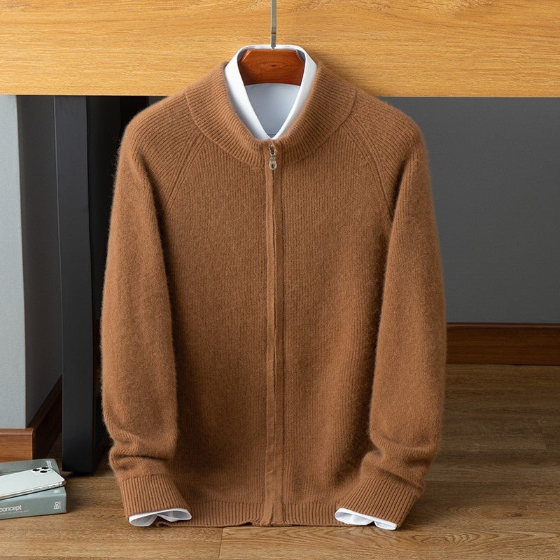 Knitted Cardigan - Men's Warm Zip-Up Cardigan Sweater-Grace Aura