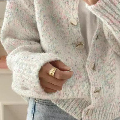 Knitted Cardigan - Oversized - Button-Up - Cardigan Sweater - Women's Cardigan-Grace Aura