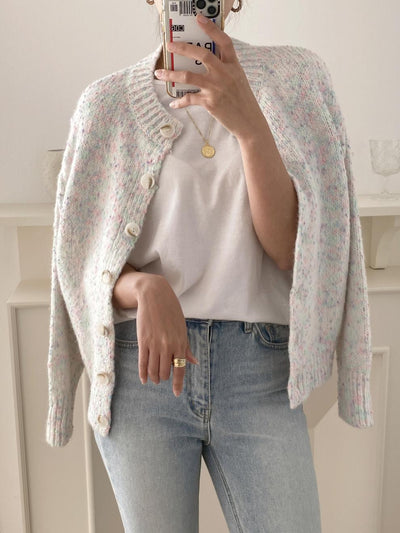 Knitted Cardigan - Oversized - Button-Up - Cardigan Sweater - Women's Cardigan-Grace Aura