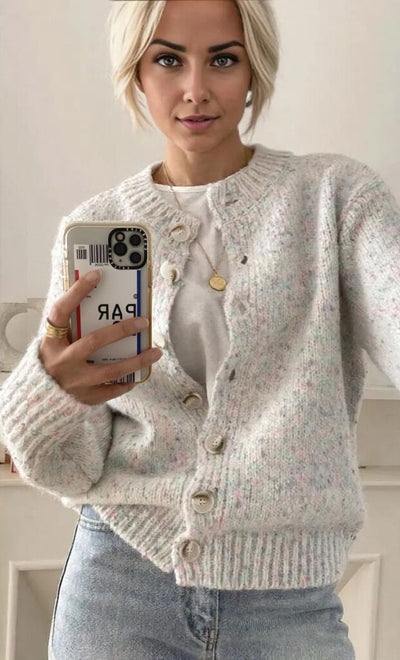 Knitted Cardigan - Oversized - Button-Up - Cardigan Sweater - Women's Cardigan-Grace Aura