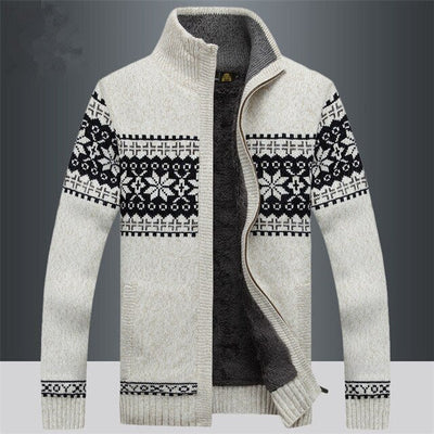 Knitted Cardigan | Winter | Snowflake | Zip-Up Cardigan | Men's Knitwear-Grace Aura