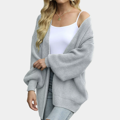 Knitted Cardigan - Women's Open Front Oversized Chunky Cardigan-Grace Aura